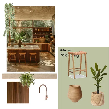 Walnut kitchen with greenery Interior Design Mood Board by dvdtuuk@hotmail.com on Style Sourcebook