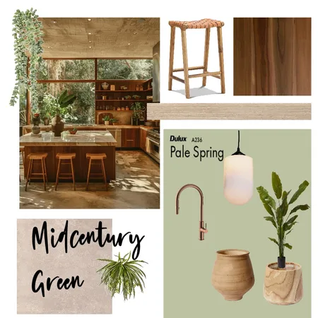 Walnut kitchen with greenery Interior Design Mood Board by dvdtuuk@hotmail.com on Style Sourcebook