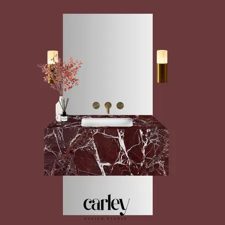Powder Room Mood Board - Red Marble Interior Design Mood Board by Carley Design Studio on Style Sourcebook