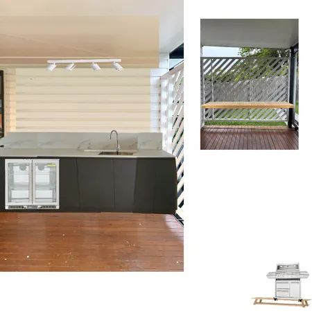 oudoor kitchen with wooden floating bench Interior Design Mood Board by georgiaburkin@hotmail.com on Style Sourcebook