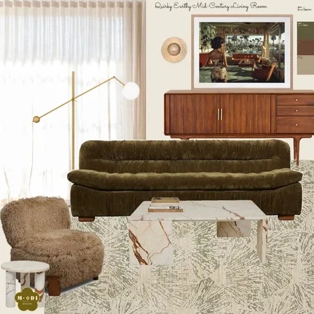Quirky Earthy Mid-Century Living Room Interior Design Mood Board by Moodi Interiors on Style Sourcebook