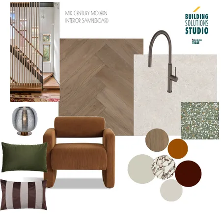 Mid Century Modern - INTERIOR SAMPLE BOARD Interior Design Mood Board by bsschwh@bunnings.com.au on Style Sourcebook