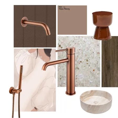 Brushed Copper and Stone Bathroom Interior Design Mood Board by Aquaperla on Style Sourcebook