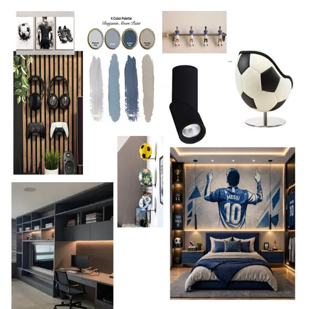 Habitación adolescente Messi Interior Design Mood Board by Monica Hernando