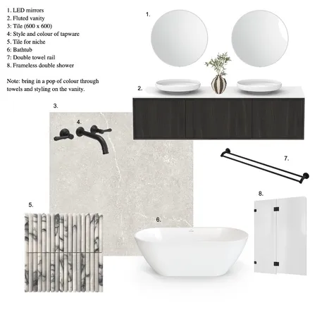 Paneez Master bathroom Interior Design Mood Board by Chantelborg1314