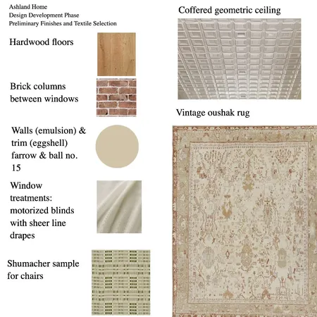 Ashland: Preliminary Finishes and Textile Selection Interior Design Mood Board by pcarpinelli@gmail.com