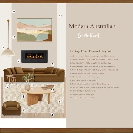 Modern Australian Living Room Sample Board Interior Design Mood Board by michaelahartwig@hotmail.com