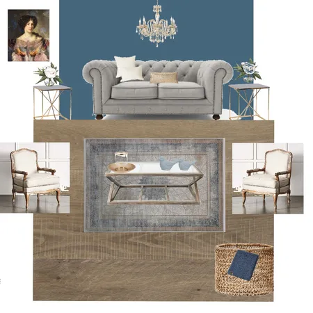 blue&amp;gold living room Interior Design Mood Board by Claudia on Style Sourcebook