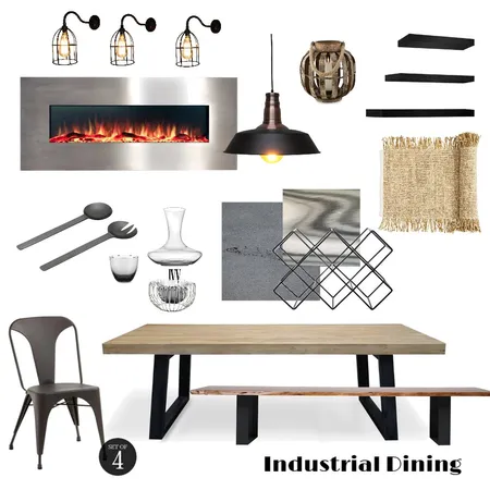 Industrial Dining Interior Design Mood Board by MerakiDesire