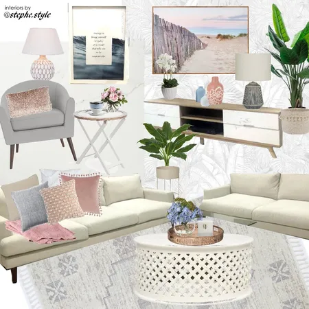 living room blue pink white Interior Design Mood Board by stephc.style on Style Sourcebook