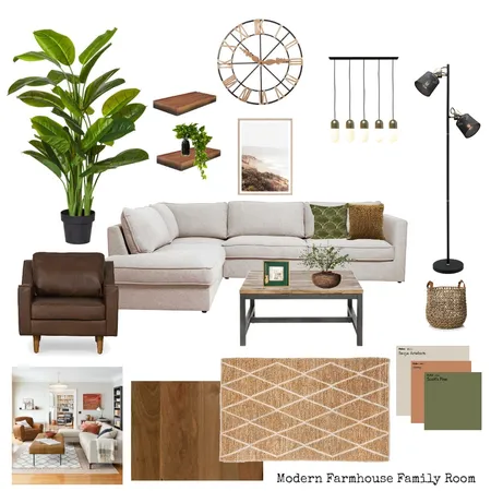 Modern Farmhouse Family Room Interior Design Mood Board by CAquilino on Style Sourcebook