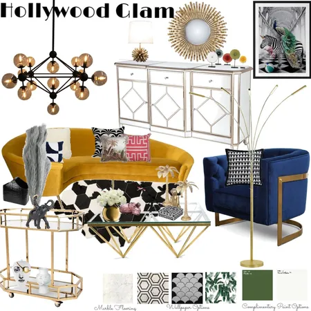 Hollywood Glam Interior Design Mood Board by Nella Evans on Style Sourcebook