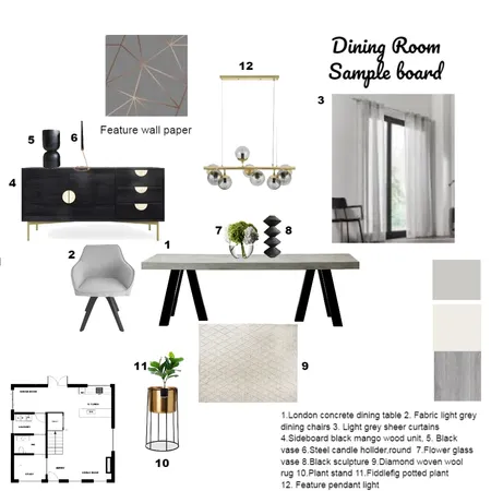 Sample Board Dining Room Interior Design Mood Board by Danche on Style Sourcebook