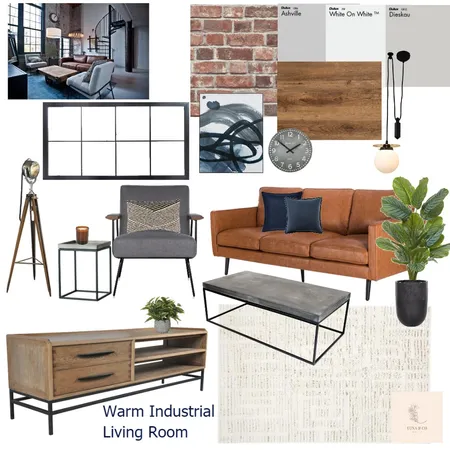 Warm Industrial Living Room Interior Design Mood Board by Luna & Co Interiors on Style Sourcebook