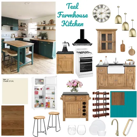 Teal Farmhouse Kitchen Interior Design Mood Board by miyususy on Style Sourcebook