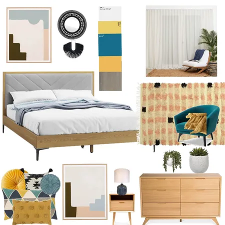 Mid-century modern bedroom Interior Design Mood Board by Janice Minard on Style Sourcebook