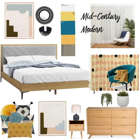 Mid-century modern bedroom Interior Design Mood Board by Janice Minard on Style Sourcebook