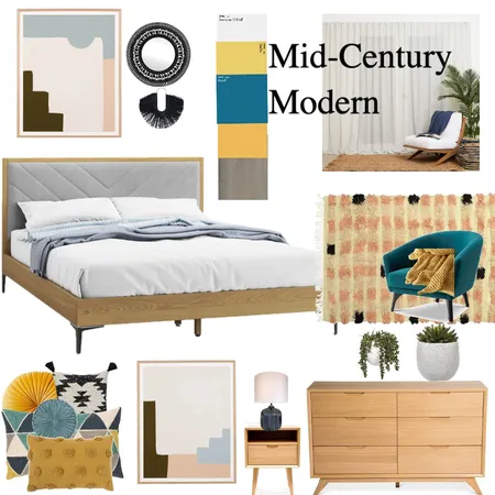 Mid-century modern bedroom Interior Design Mood Board by Janice Minard on Style Sourcebook