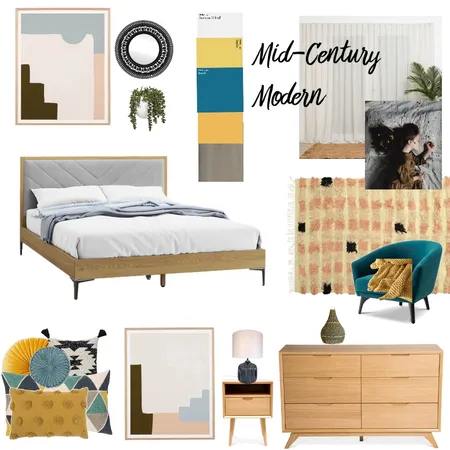 Mid-century modern bedroom Interior Design Mood Board by Janice Minard on Style Sourcebook