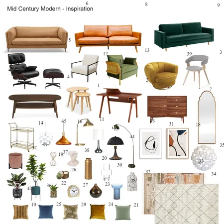 Mid Century Modern Inspo Interior Design Mood Board by MelissaKW on Style Sourcebook