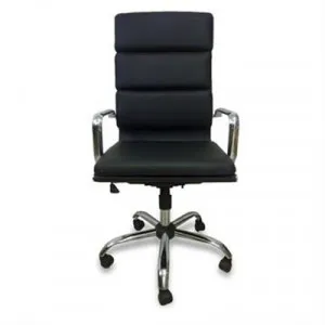 Replica Eames Italian Leather Soft Pad Office Chair, High Back, Black / Silver by Conception Living, a Chairs for sale on Style Sourcebook
