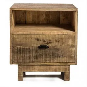 Swazi Solid Mango Wood Timber Single Drawer Bedside Table by Casa Sano, a Bedside Tables for sale on Style Sourcebook