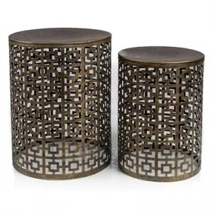 Rashmi 2 Piece Cutout Iron Side Table Set, Bronze by Casa Sano, a Side Table for sale on Style Sourcebook
