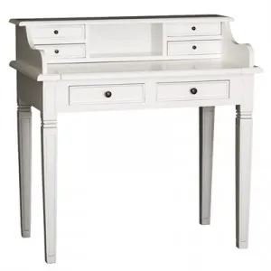 Mallory Mahogany Timber 6 Drawer Secretary Desk, 100cm, White by Centrum Furniture, a Desks for sale on Style Sourcebook