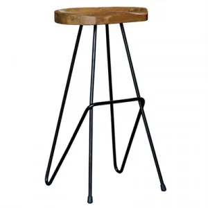 Alicio Teak Timber and Iron Saddle Bar Stool by Centrum Furniture, a Bar Stools for sale on Style Sourcebook