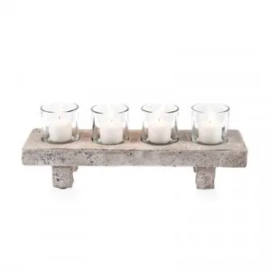 Stetson Ceramic & Glass 5 Piece Tealight Set, Antique White by Casa Uno, a Home Fragrances for sale on Style Sourcebook