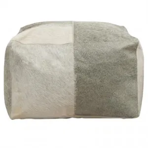 Makoto Cow Hide Square Beanbag Pouffe Ottoman, Light Grey by Casa Sano, a Ottomans for sale on Style Sourcebook