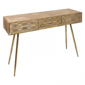 Aladdin Metal Filigree Console Table, 120cm, Antique Brass by Casa Sano, a Console Table for sale on Style Sourcebook