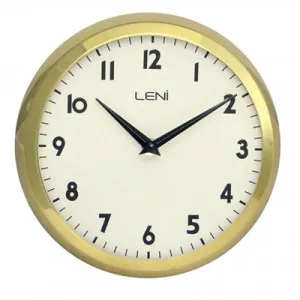 Leni School Metal Round Wall Clock - Gold by Leni, a Clocks for sale on Style Sourcebook