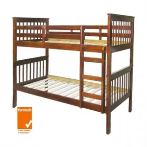 Monza New Zealand Pine Timber Bunk Bed, Single, Walnut by AusFurniture, a Kids Beds & Bunks for sale on Style Sourcebook