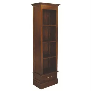 Tasmania Mahogany Timber Slim Bookcase with Single Drawer, Mahogany by Centrum Furniture, a Bookshelves for sale on Style Sourcebook
