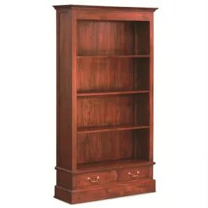 Tasmania Mahogany Timber Wide Bookcase with Drawers, Mahogany by Centrum Furniture, a Bookshelves for sale on Style Sourcebook