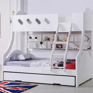 Cloudy Trio Bunk Bed with Single Trundle - White by Bailey Street, a Kids Beds & Bunks for sale on Style Sourcebook