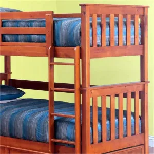 Forte Solid Pine Timber Single Bunk Bed without Trundle - Teak Stain by Sofon, a Kids Beds & Bunks for sale on Style Sourcebook