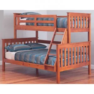 Forte Solid Pine Timber Trio Bunk Bed - Teak Stain by Sofon, a Kids Beds & Bunks for sale on Style Sourcebook