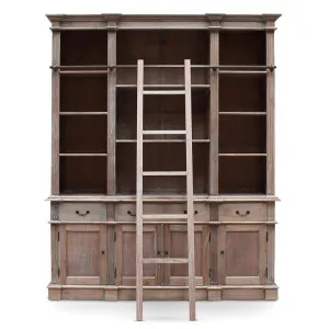 Souvigny Hand Crafted Mahogany Bookcase with Ladder, Weathered Oak by Millesime, a Bookshelves for sale on Style Sourcebook