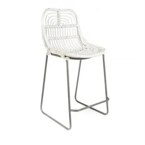 Buton Distressed Rattan Bar Chair, White by Casa Sano, a Bar Stools for sale on Style Sourcebook