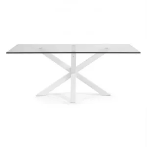 Bromley Tempered Glass & Epoxy Steel Dining Table, 180cm, Clear / White by El Diseno, a Dining Tables for sale on Style Sourcebook