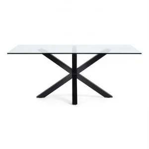 Bromley Tempered Glass & Epoxy Steel Dining Table, 180cm, Clear / Black by El Diseno, a Dining Tables for sale on Style Sourcebook