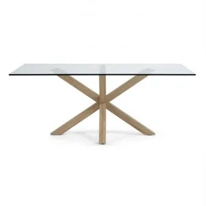 Bromley Tempered Glass & Steel Dining Table, 180cm, Clear / Natural by El Diseno, a Dining Tables for sale on Style Sourcebook