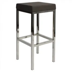 Oslo V2 Commercial Grade Vinyl Upholstered Stainless Steel Bar Stool - Charcoal by Eagle Furn, a Bar Stools for sale on Style Sourcebook