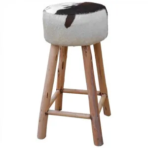 Gibbon Cowhide and Ash Timber Round Bar Stool by Philbee Interiors, a Bar Stools for sale on Style Sourcebook
