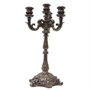 Veronese Cold Cast Bronze Coated 4 Arm Baroque Candelabra by Veronese, a Candle Holders for sale on Style Sourcebook