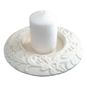 Cast Iron Fern Pattern Candle Plate, Antique White by Mr Gecko, a Candle Holders for sale on Style Sourcebook