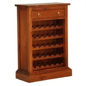 Boku Mahogany Timber Slim Wine Rack with Drawer, Light Pecan by Centrum Furniture, a Wine Racks for sale on Style Sourcebook