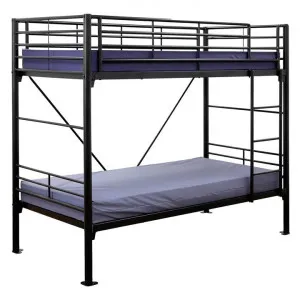 Travers Commercial Grade Metal Bunk Bed, King Single, Black by Sofon, a Kids Beds & Bunks for sale on Style Sourcebook